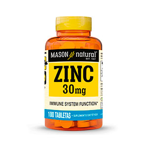 Zinc 30mg - 100 tabletas - Mason Natural