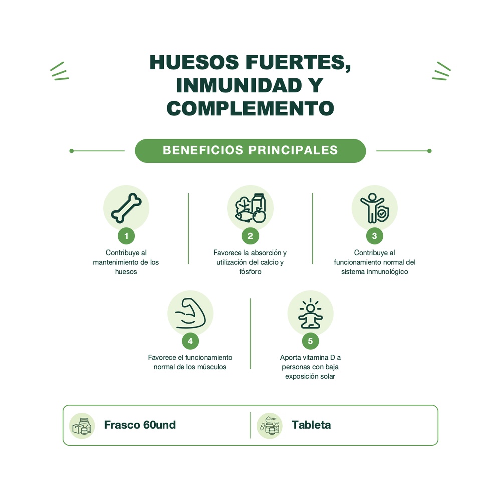 Vitamina D 1,000 UI - 60 Tabletas - Sunvit