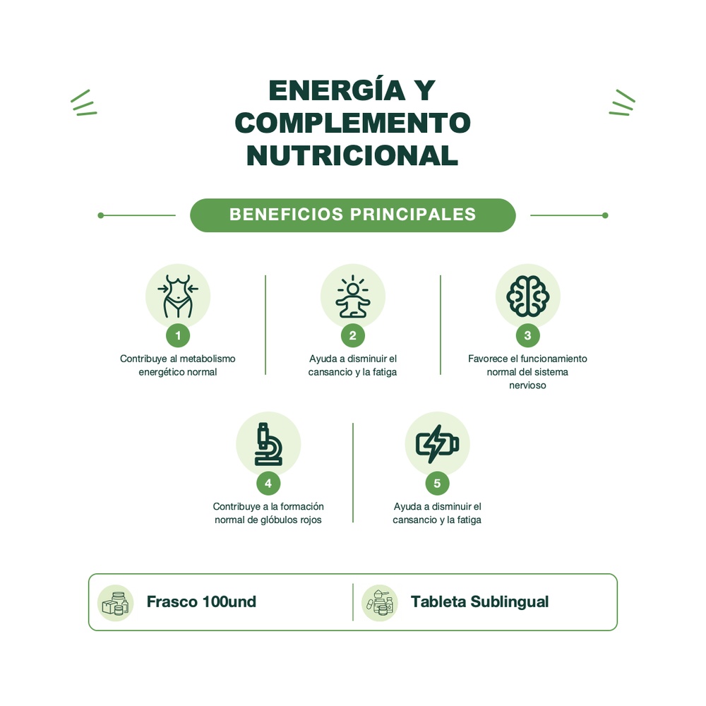 Vitamina B12 1000 mcg - 100 Tabletas Sublinguales - Mason Natural