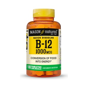 Vitamina B12 1000 mcg - 100 Tabletas Sublinguales - Mason Natural