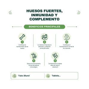 Calcio + Vitamina D3 - Sabor Naranja y Toronja - 20 Tabletas Efervescentes - Vitamins for Life