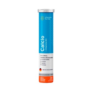 Calcio + Vitamina D3 - Sabor Naranja y Toronja - 20 Tabletas Efervescentes - Vitamins for Life
