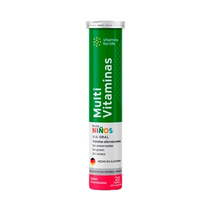 Multivitamínico Kids - Sabor Frambuesa - 20 Tabletas Efervescentes - Vitamins for Life