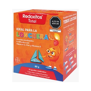 Redoxitos Total Kids - Sabor Naranja, Fresa y Papaya - 50 Gomitas - Redoxitos