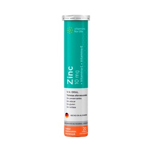 Zinc + Vitamina C + Vitamina E - Sabor Melocotón Maracuyá - 20 Tabletas Efervescentes - Vitamins for Life