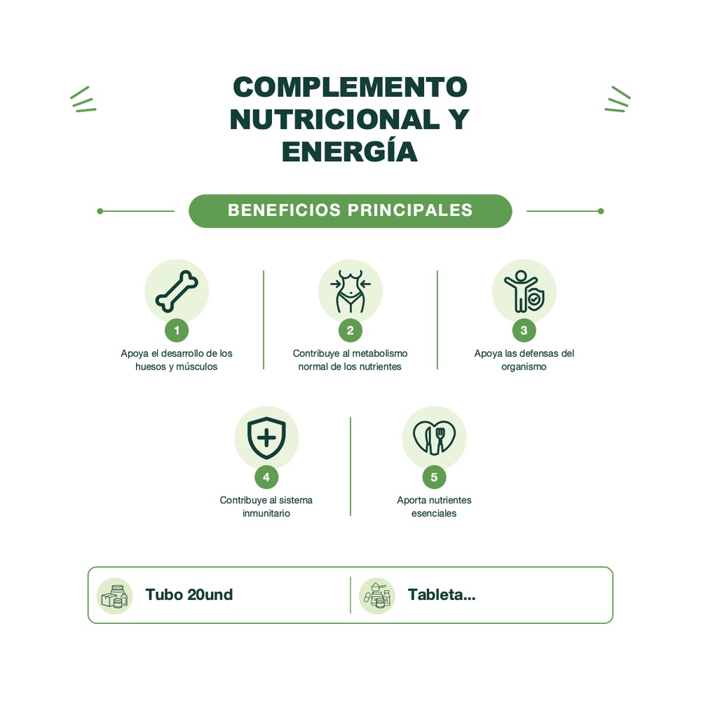 Magnesio + Vitaminas - Vivactiv Energy - Sabor Naranja - 20 Tabletas Efervescentes - Vivactiv