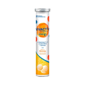 Magnesio + Vitaminas - Vivactiv Energy - Sabor Naranja - 20 Tabletas Efervescentes - Vivactiv