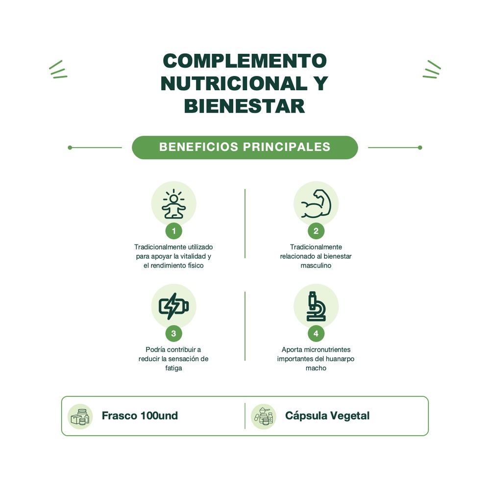 Huanarpo Macho - 100 Cápsulas Vegetales - Amazon Andes