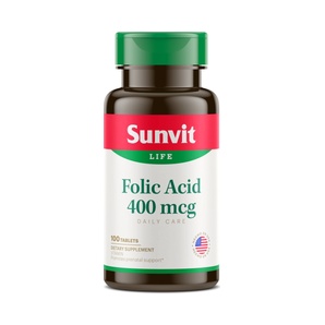 Vitamina B9 - Ácido Fólico 400 mcg - 100 Tabletas - Sunvit