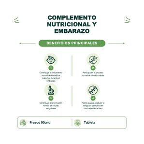 Vitamina B9 - Ácido Fólico 800 mcg - 90 Tabletas - Sunvit