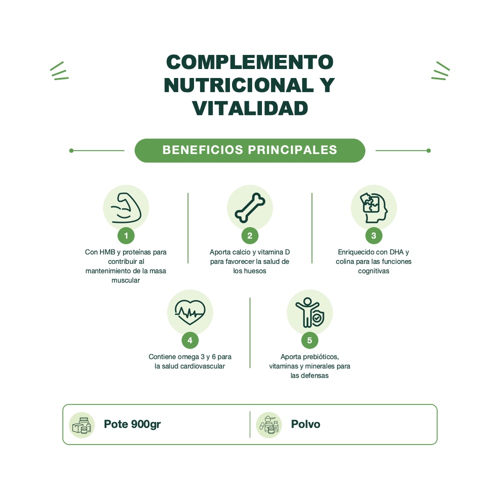 Vital Vitaminado Fuerza y Vitalidad Adulto - Sabor Vainilla - 900 g - Vital
