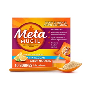 Fibra Muciloide de Psyllium - Sabor Naranja - Pote 174 g - Metamucil