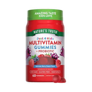Multivitamínico Kids + Probióticos - Just 4 Kids Multivitamin - Sabor Berry Punch - 60 Gomitas - Nature´s Truth