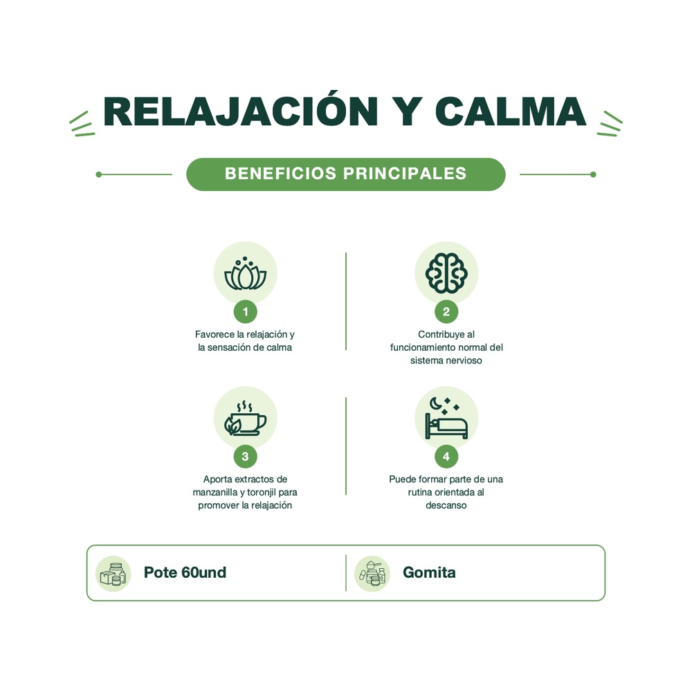 Magnesio, Toronjil y Manzanilla - Calm & Chill - Sabor Arándano - 60 Gomitas - More