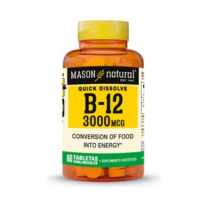 Vitamina B12 3000 mcg - 60 Tabletas Sublinguales - Mason Natural