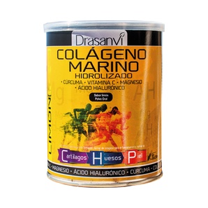 Colágeno Marino Hidrolizado + Cúrcuma + Vitamina C + Magnesio + Ácido Hialurónico - Sabor Limón - 300 g - DRASANVI