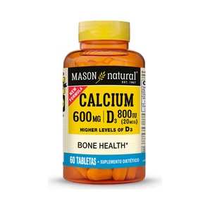 Calcio 600 mg + Vitamina D3 800 UI - 60 Tabletas - Mason Natural
