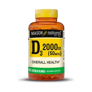 Vitamina D3 2000 UI - 60 Cápsulas Blandas - Mason Natural
