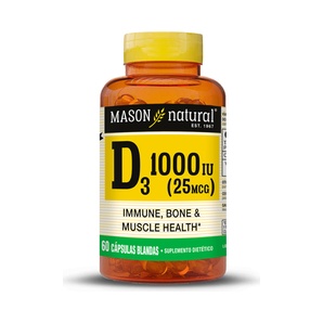 Vitamina D3 1000 IU - 60 Cápsulas Blandas - Mason Natural