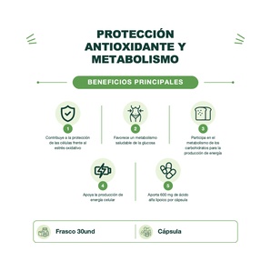 Ácido Alfa Lipoico 600 mg - 30 Cápsulas - Mason Natural