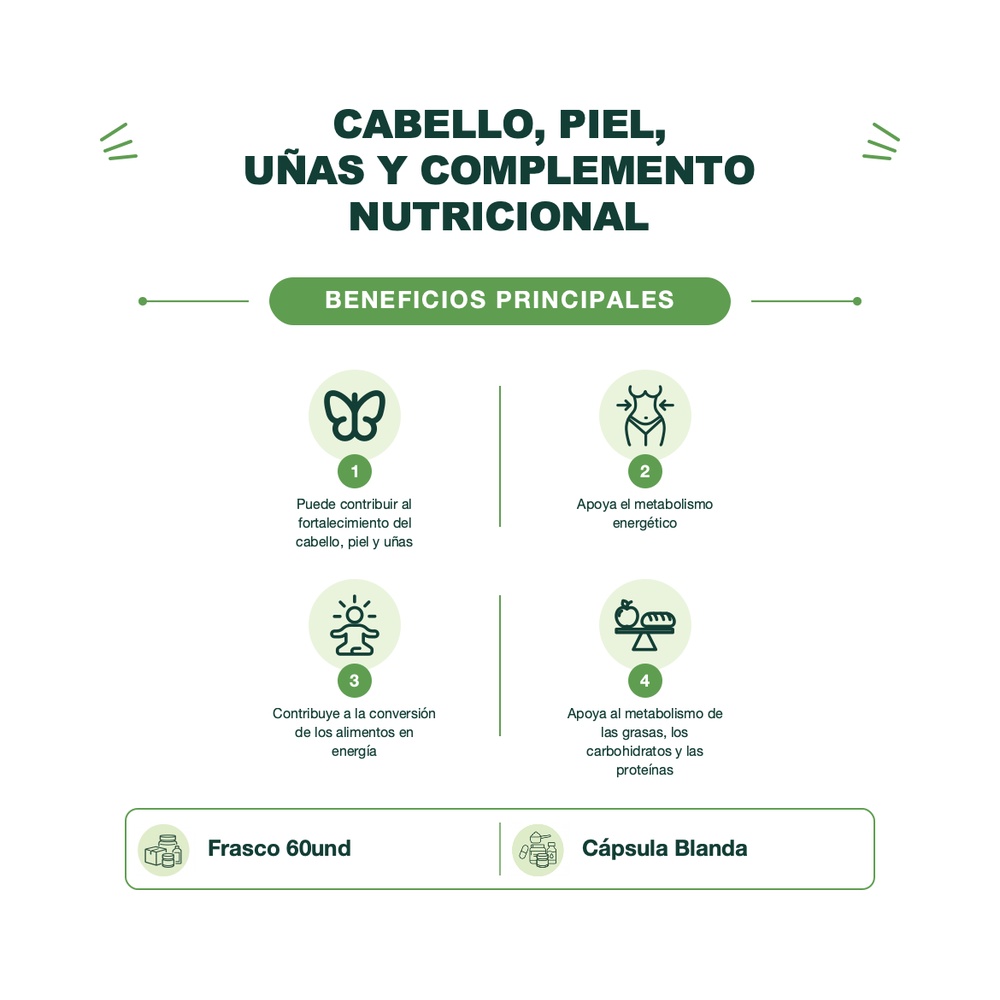 Vitamina B7 - Biotina 5000 mcg - 60 Cápsulas Blandas - Mason Natural