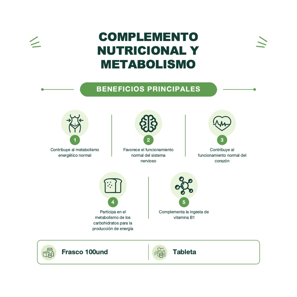 Vitamina B1 100 mg - 100 Tabletas - Mason Natural