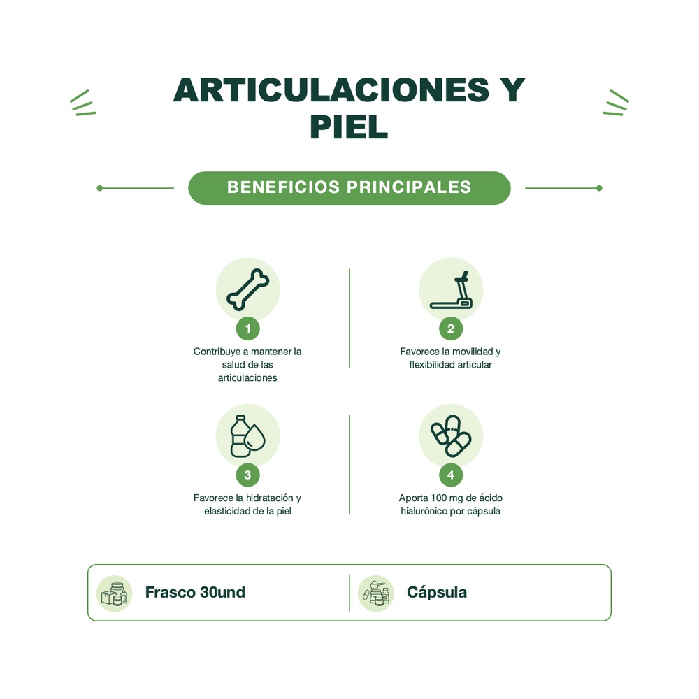 Ácido Hialurónico 100 mg- 30 Cápsulas - Mason Natural