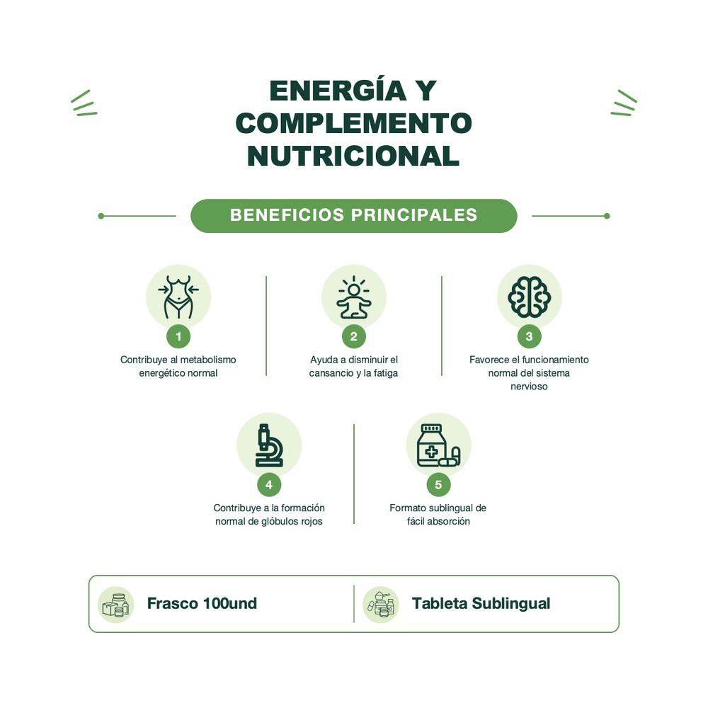 Vitamina B12 1000 mcg - 100 Tabletas Sublinguales - Solgar
