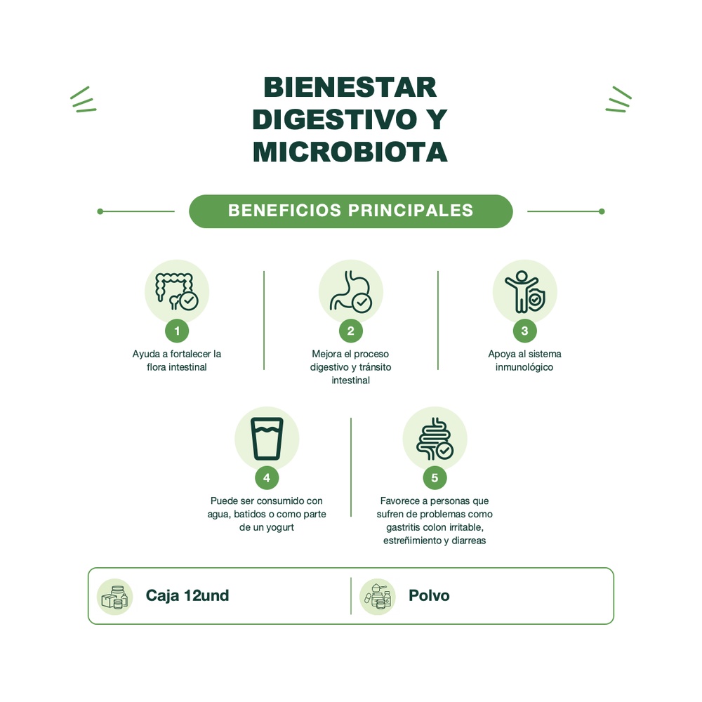 Probióticos - Bebida Instantánea - Caja con 12 Sobres - Flora Interior