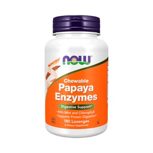 Enzimas Digestivas - Papaya Enzymes - 180 Tabletas Masticables - NOW