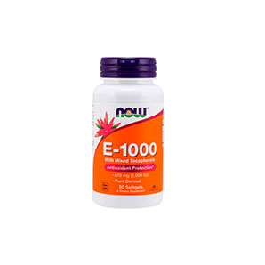 Vitamina E 1000 UI con Tocoferoles Mixtos Cápsulas Blandas - 50un - NOW
