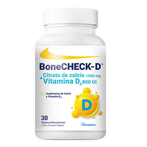Suplemento de Calcio & Vitamina D3 - 30 tabletas - BoneCHECK-D