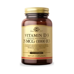Vitamina D3 1,000 UI - 100 Cápsulas Blandas - Solgar