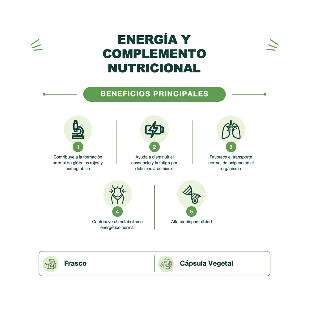 Bisglicinato de Hierro 25 mg - 90 Cápsulas Vegetales - Solgar