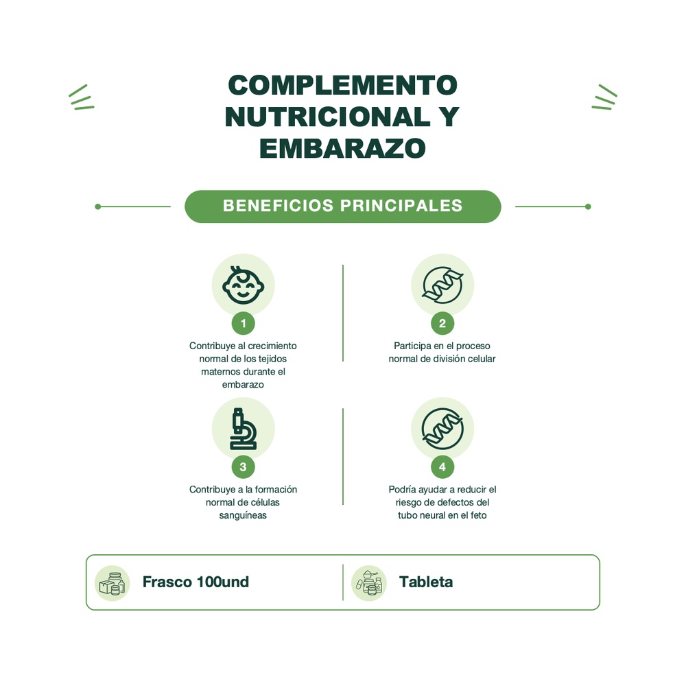 Vitamina B9 - Ácido Fólico 800 mcg - 100 Tabletas - Mason Natural