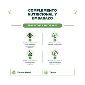 Vitamina B9 - Ácido Fólico 800 mcg - 100 Tabletas - Mason Natural