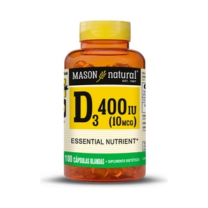 Vitamina D3 400 UI - 100 Cápsulas Blandas - Mason Natural